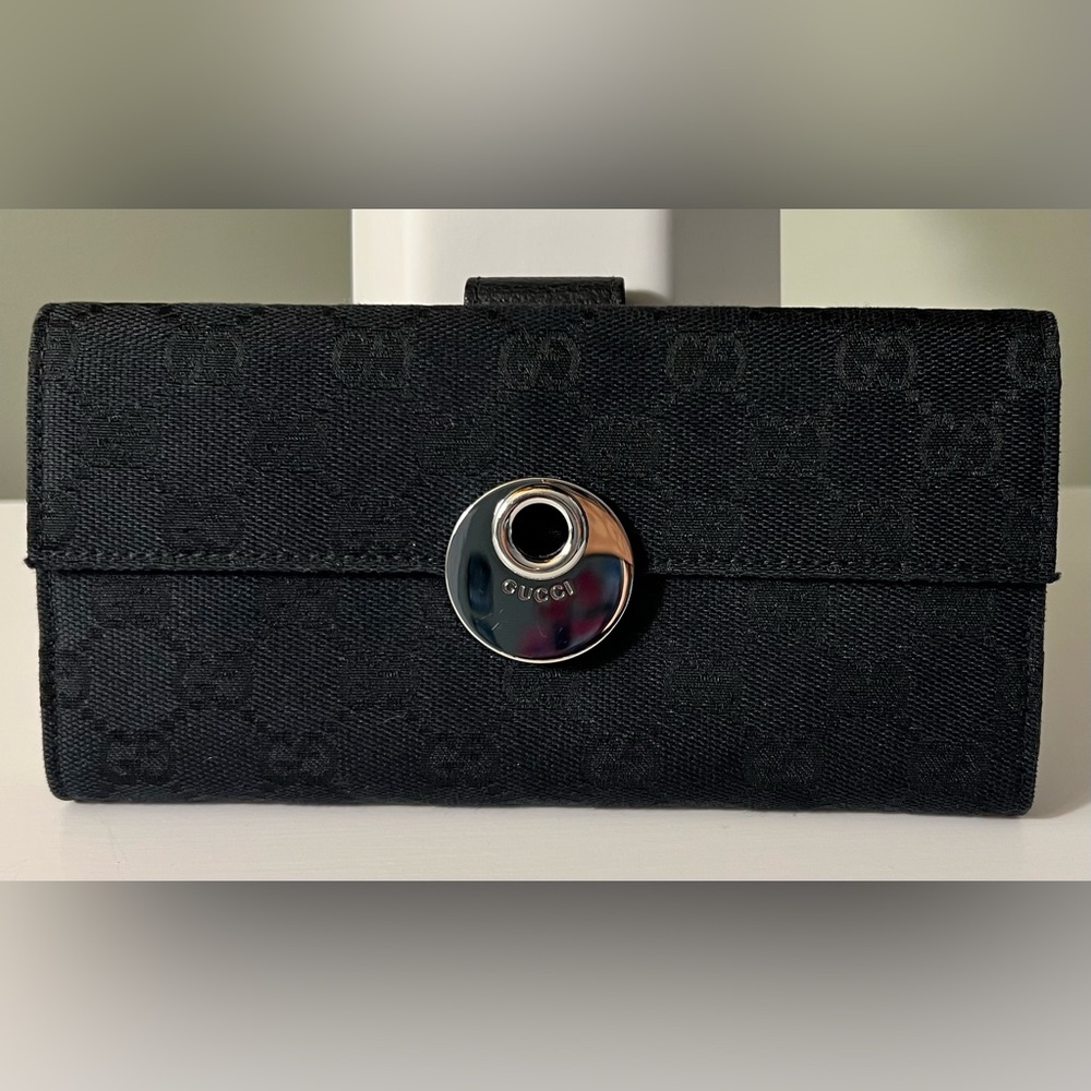 Authentic Gucci Black Eclipse Long Wallet Canvas … - image 2